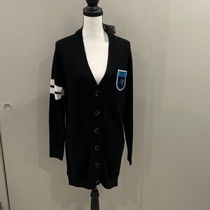 Black Cardigan with Carolina Panthers Patch